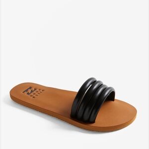 Black and Tan Slide Sandals